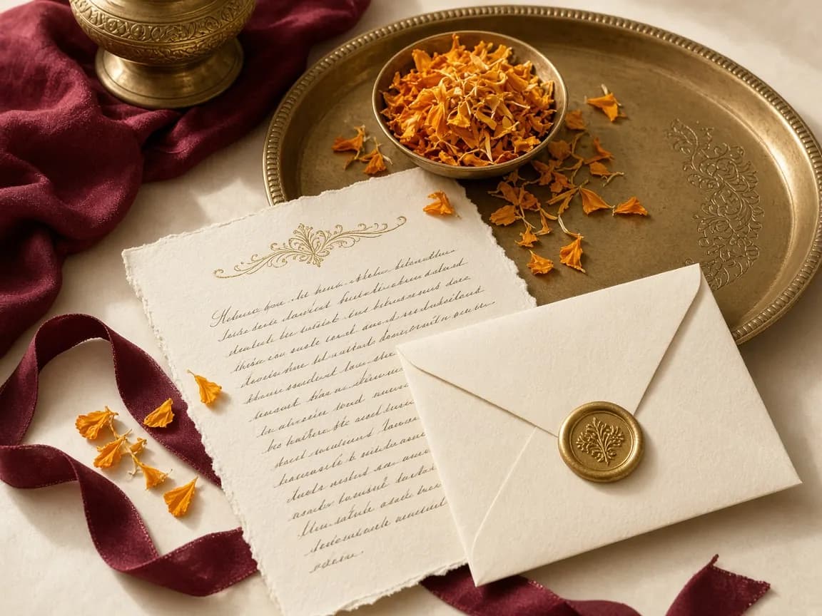 Cream envelope with a gold seal and letter — contact FreeBiodataCreate support